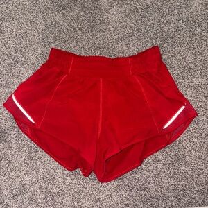 Lululemon low rise hotty hot shorts red 2.5 in